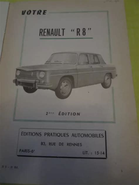 Ancien Guide Technique Et Pratique Renault R Vues Clat Es Automobile