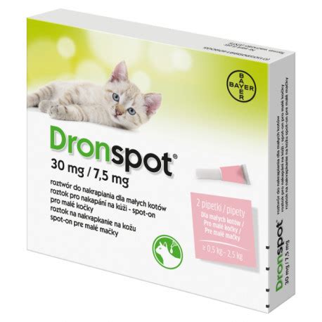 Dronspot 30 mg 7 5 mg spot on pre malé mačky 0 5 2 5 kg 2 x 0 35 ml