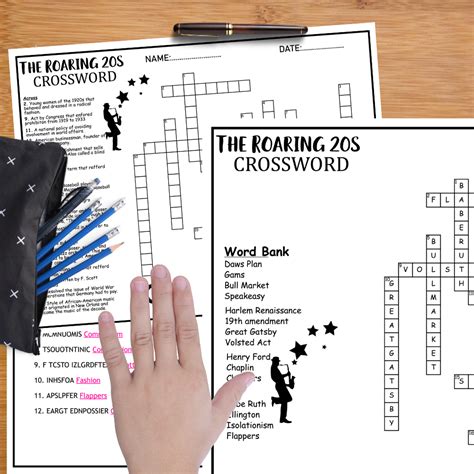 The Roaring 20s TWENTIES Worksheet Activity Word Search Scramble Word