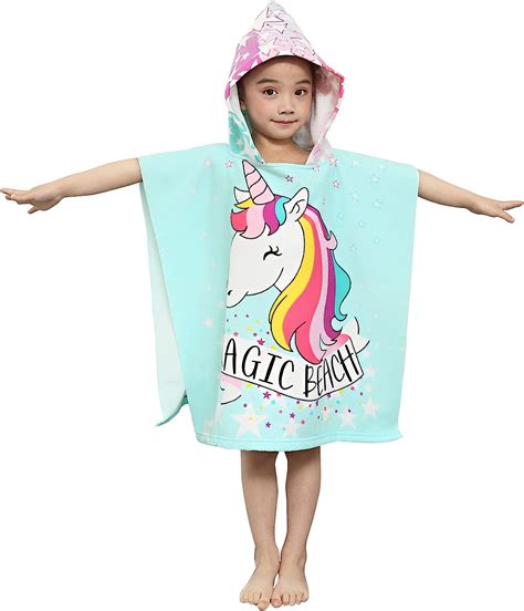 JORAKI Cape de Bain Poncho Serviette de Plage à Capuche Motifs