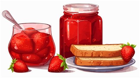 Ilustración vibrante de fresa con deliciosa mermelada de fresa Vector