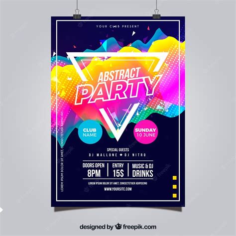 Free Vector Abstract Party Poster With Geometric Style