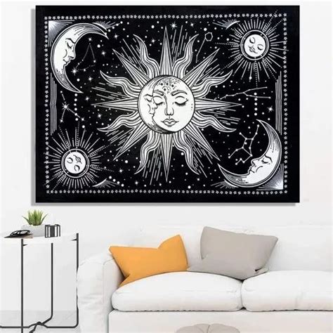 Tapestries Black And White Tarot Sun Moon Wall Hanging Tapestry For Decoration Size 40 X 30