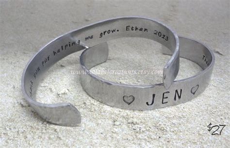 Aluminum Hand Stamped Cuff Bracelet By Lalabelcreations On Etsy Hand