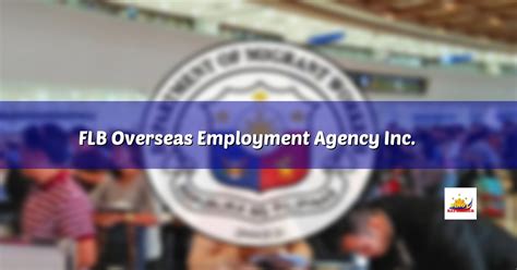 Flb Overseas Employment Agency Inc Kaagapay Since 2016