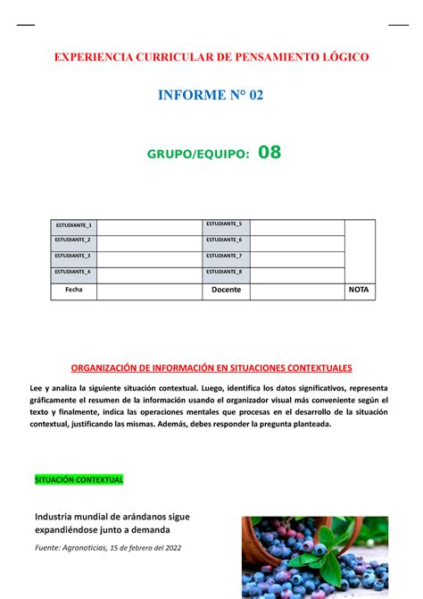 Informe N 02 Equipo 08 De Nada EXPERIENCIA CURRICULAR DE