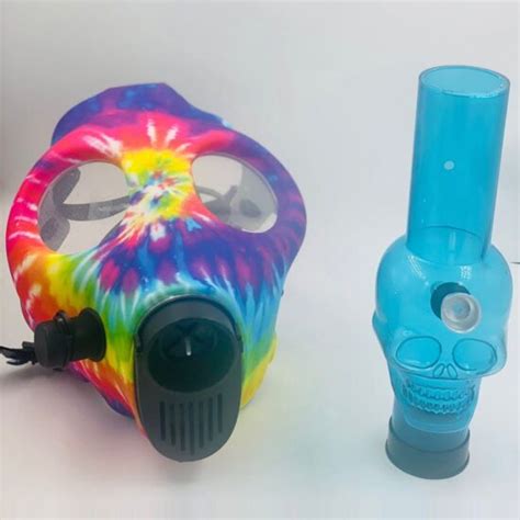 Full Face Graphic Silicone Gas Mask With Acrylic Bong Nimbus Imports