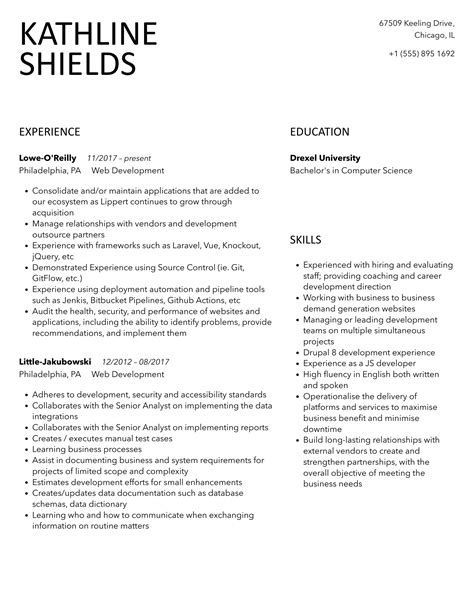 Web Development Resume Samples Velvet Jobs