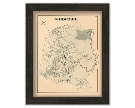 Town of NORWOOD, Massachusetts 1876 Map - Replica or GENUINE ORIGINAL