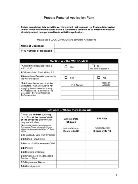 Fillable Online Probate Personal Application Form Fax Email Print