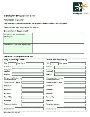 Fillable Online Haringey Gov Assumption Of Liability Form Haringey