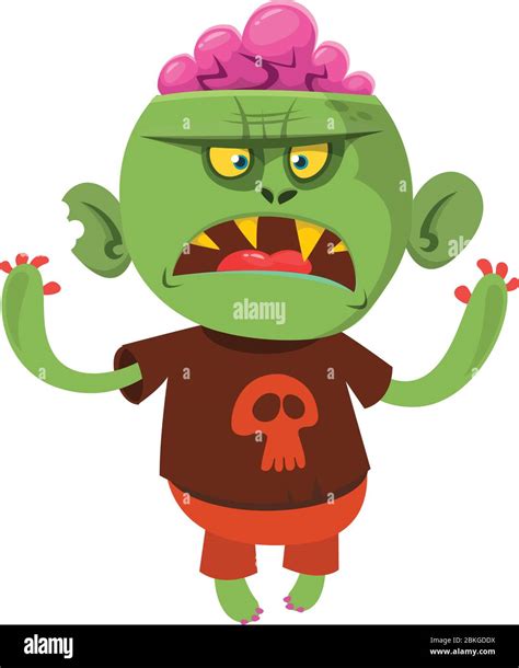 Cartoon Funny Green Zombie Halloween Vector Illustration Of Zombie