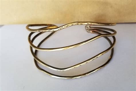 Wave Design Brass Cuff Bracelet Etsy