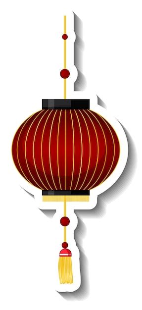 Autocollant De Dessin Anim De Lanterne Chinoise Sur Fond Blanc