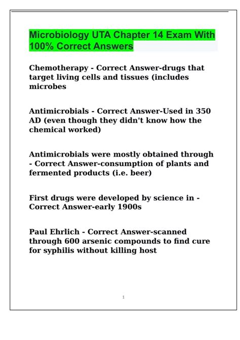 Microbiology UTA Chapter 14 Exam With 100% Correct Answers