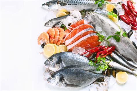 Fresh fish and seafood stock image. Image of ingredient - 148105433