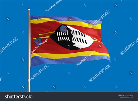 Swaziland National Flag Waving Wind On Stock Photo 1707059494