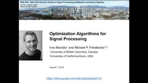 Optimization Algorithms for Signal Processing | IEEE Signal Processing ...