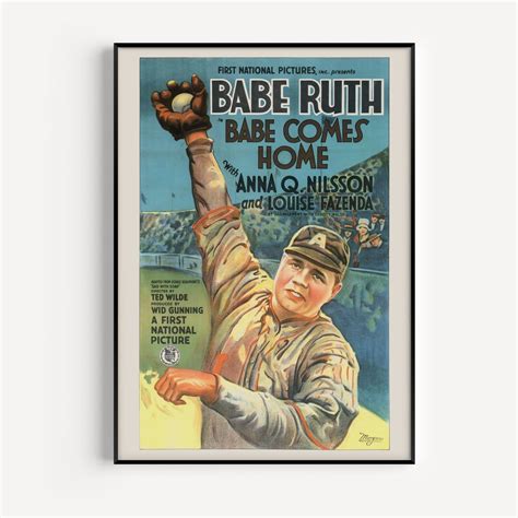 VINTAGE MOVIE POSTER Babe Ruth Poster Vintage Baseball Movie Poster 1940 S Retro Poster