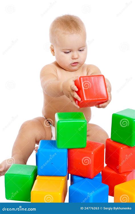 Little Baby Playing with Cubes Stock Image - Image of beautiful ...