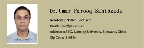 国际商务系——dr Umar Farooq Sahibzada 辽宁大学亚澳商学院