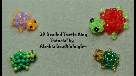3d Beaded Turtle Ring Tutorial Youtube