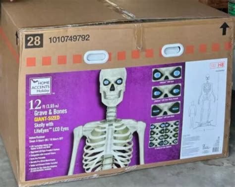 Home Depot 12FT Giant Skeleton Halloween LCD Eyes NEW IN HAND EBay