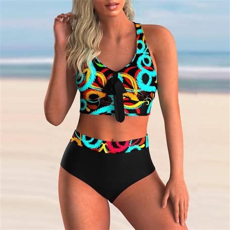 Maillot de Bain Femme Pièces Marque Push Up Bikini Crop Top Tankini Taille Haute Rouge