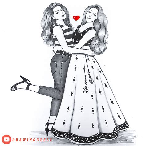 How To Draw A Girls Best Friends Friendship Drawing Pencil Drawing