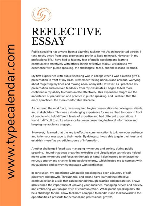 Free Printable Reflective Essay Templates Word Pdf