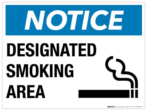 Notice: Designated Smoking Area- Wall Sign | 5S Today