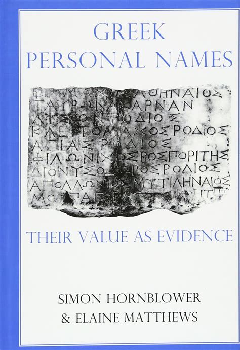 Greek Personal Names Their Value As Evidence 104 Buy Online At Best