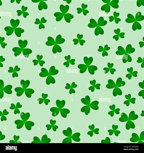 Green Clover Leaves Seamless Pattern Minimal Vector Background Clover