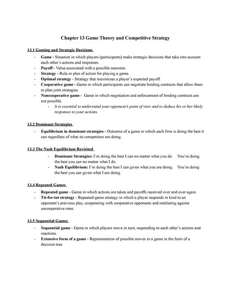 Chapter Game Theory And Competitive Strategy Chapter Game