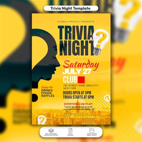 Premium Psd Psd Trivia Night Event Flyer And Social Media Post Template