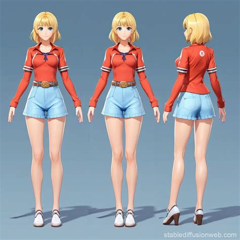 Simple Blonde Female Character Stable Diffusion Online