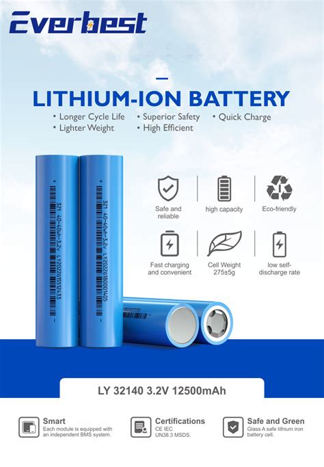 Lifepo4 Li Ion 32140 Cells Rechargeable 32v 15ah 32140 Lithium Battery Cell For Solar Energy