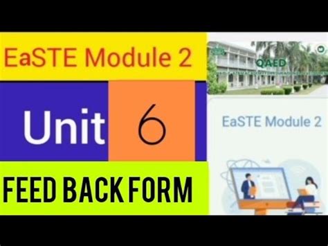 Qaed Easte Training Module Quiz Unit Feed Back Form Solution Youtube