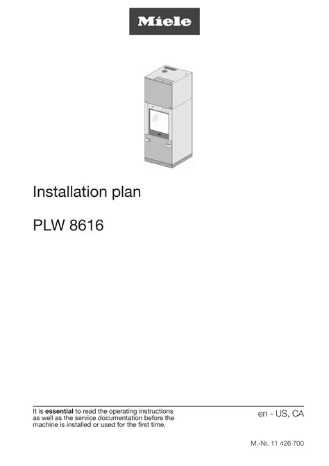 Miele Professional Catalogs Plw 8616 Installation Plan Arcat