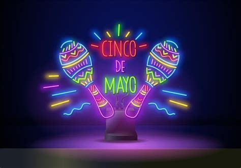 Premium Vector Glowing Neon Fiesta Holiday Sign On Dark Wall