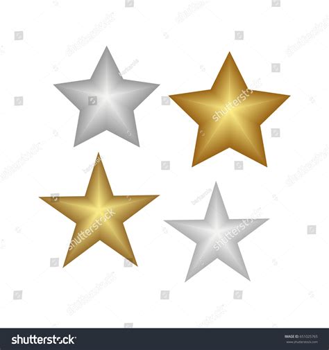 Vector Set Realistic Metallic Golden Stars Stock Vector Royalty Free