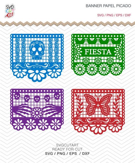 Papel Picado Svg Mexican Fiesta Bunting Cinco De Mayo Day Of Death Coco