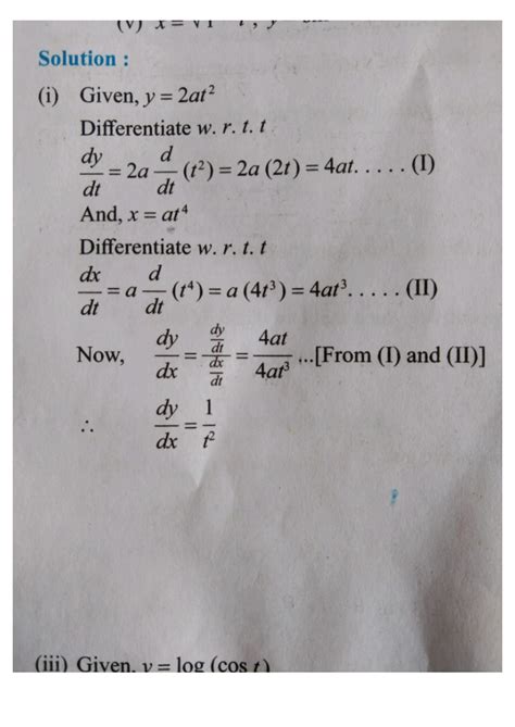 SOLUTION Derivatives Of Parametric Functions And Examples Studypool