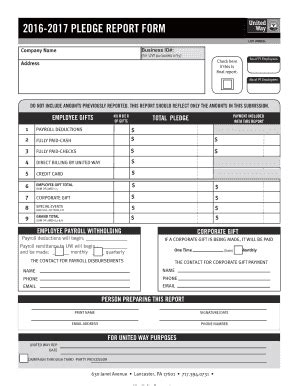 Fillable Online Uwlanc Pledge Report Form Fillable Pdf