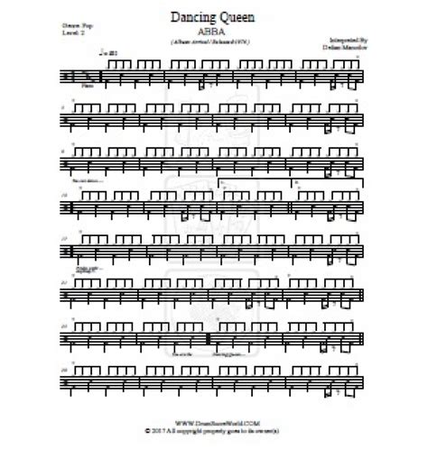 ABBA Dancing Queen Drum Sheet Drum Score Drum Note Drum