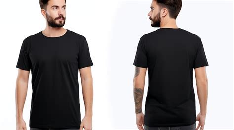 Premium AI Image Man Wearing A Black Tshirt Front And Back View