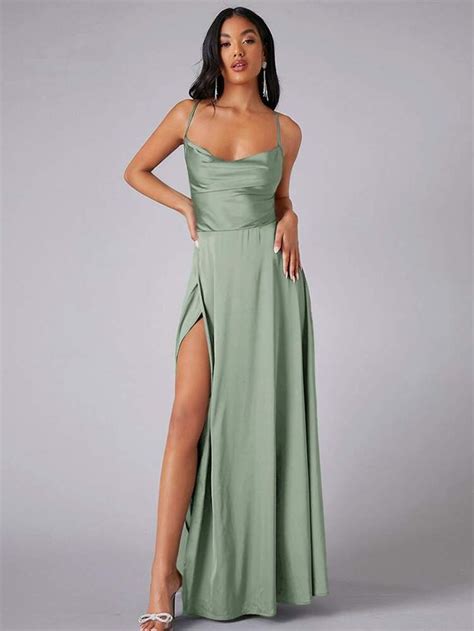 Pastel Green Prom Dress Mint Green Bridesmaid Dresses Green Satin