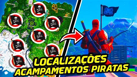 VISITE TODOS OS ACAMPAMENTOS PIRATAS TEMPORADA 8 SEMANA 1 Fortnite