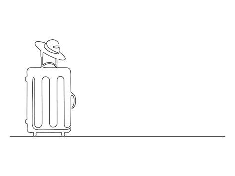 Premium Vector Continuous One Line Drawing Of Suitcase Bag Vector