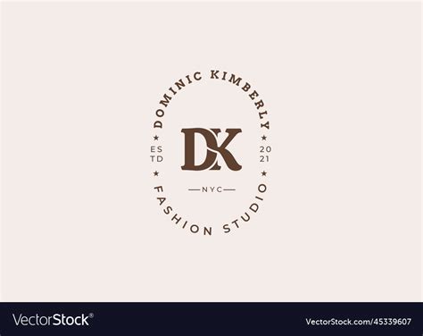 Initial D K Letter Logo Design Template Royalty Free Vector